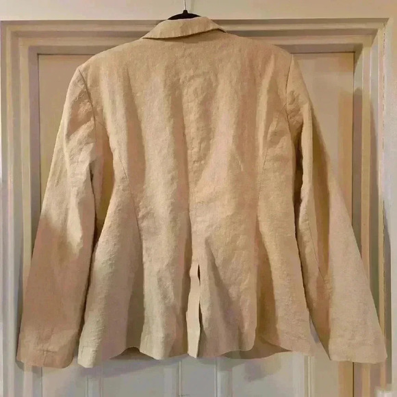 Marina Luna Womens Linen Open Blazer Peach Tan Size XL - Picture 2 of 11